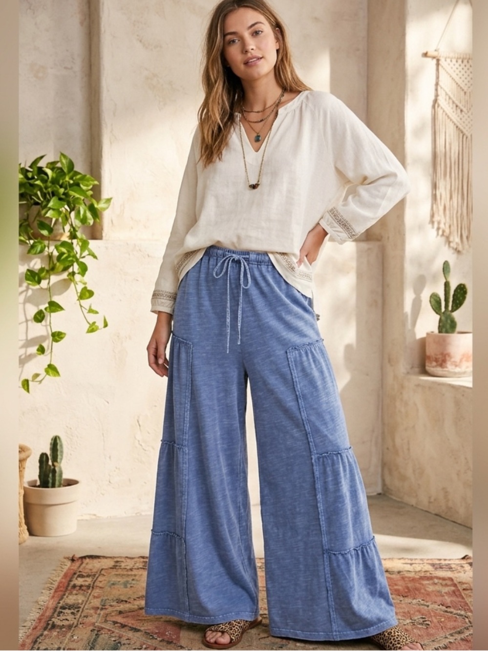 💕Restock Coming Soon! 💕Easel Wide-Leg Blue Pants
